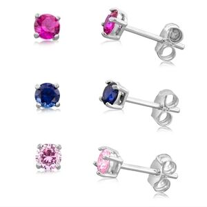 3 pairs of Sterling Silver earrings